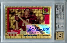 Marketplace image: JOE NAMATH 2005 TOPPS ALL AMERICAN SUPERFRACTOR AUTO SP 1/1 BGS 9 MINT ALABAMA