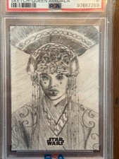 Marketplace image: 2024 Topps Chrome Star Wars Padme Amidala Sketch 1/1 Derek Johnson PSA 6 Auto
