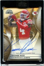 Marketplace image: RASHEE RICE 2025 TOPPS CHROME BLACK GOLD SUPERFRACTOR ON CARD AUTO SP 1/1 CHIEFS