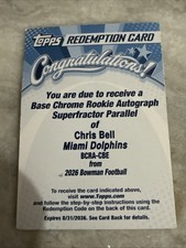 Marketplace image: Chris Bell 2026 Bowman Chrome Superfractor 1/1 Auto Redemption  Miami Rookie