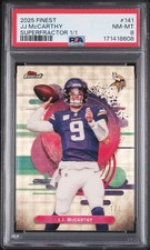 Marketplace image: J.J McCarthy 2025 Topps Finest Superfractor 1/1 “Uncommon” #141 PSA 8