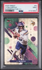 Marketplace image: J.J McCarthy 2025 Topps Finest Superfractor 1/1 “Common” #141 PSA 9