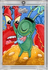 Marketplace image: 2025 TOPPS CHROME SPONGEBOB 1/1 SKETCH - PLANKTON AND KRABS (MAKE OFFER)