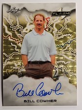 Marketplace image: 2025 LEAF FLASH GOLD SUPERFRACTOR VINYL 1/1 AUTO BILL COWHER STEELERS HOF MINT💰