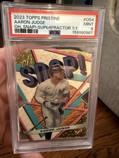 Marketplace image: 2023 Topps Pristine Aaron Judge Oh Snap! SUPERFRACTOR OS-4 1/1 PSA 9 MINT