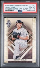 Marketplace image: 2025 Topps Transcendent Collection Gerrit Cole Superfractor #1/1 PSA 10