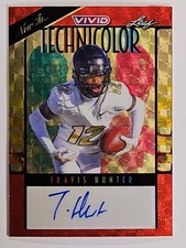 Marketplace image: 2024 LEAF ROOKIE VIVID TECHNICOLOR GOLD SUPERFRACTOR 1/1 AUTO TRAVIS HUNTER 💰📈