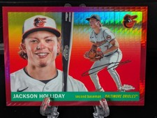 Marketplace image: 2025 Topps Chrome Platinum Anniversary Jackson Holliday RED PRISM 1/1 SSP #67