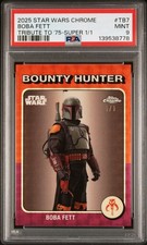 Marketplace image: 2025 Topps Star Wars Chrome Tribute to '75 Superfractor 1/1 Boba Fett TB-7 PSA 9