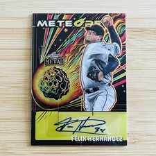Marketplace image: FELIX HERNANDEZ 2024 Leaf Metal Meteore Superfractor Prizm Auto Autograph 1/1