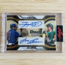 Marketplace image: SAMMY SOSA, JOSE CANSECO 2026 Leaf Metal Dual Superfractor Auto Autograph 1/1