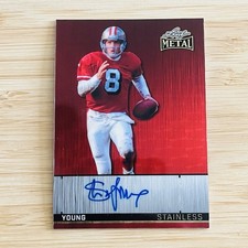 Marketplace image: STEVE YOUNG 2026 Leaf Metal Stainless Red Flood Superfractor Auto Autograph 1/1