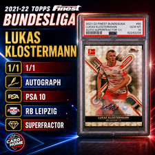 Marketplace image: Lukas Klostermann 1/1 Auto SuperFractor PSA 10 - 2021-22 TOPPS Finest Bundesliga