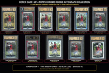 Marketplace image: 2014 Topps Chrome Derek Carr RC Auto 11-Card Rainbow Superfractor 1/1