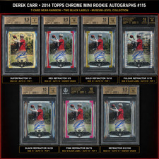 Marketplace image: 2014 Topps Chrome Mini Derek Carr RC Auto 7-Card Rainbow Superfractor 1/1