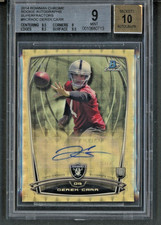 Marketplace image: 2014 Bowman Chrome Derek Carr Rookie Autographs Superfractor RC 1/1 BGS 9 10