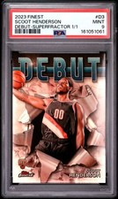 Marketplace image: 2023 Finest Scoot Henderson Debut Superfractor 1/1 Rookie PSA 9 Mint