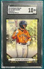 Marketplace image: 2023 Bowman Sterling Drew Gilbert Prospects Superfractor 1/1 SGC 10