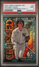 Marketplace image: 2023 Topps Chrome Update Series Crushed Anthony Volpe SUPERFRACTOR 1/1 PSA 9