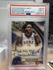 Marketplace image: 2024-25 Topps Bowman U Best Isaiah Evans B24-IE Superfractor Auto 1/1 PSA 9