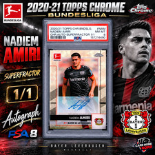 Marketplace image: Nadiem Amiri 1/1 Auto Autograph PSA BCA-NAM - 2020-21 Topps Chrome Bundesliga
