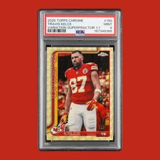 Marketplace image: Topps Chrome 2025 Travis Kelce Kansas City Chiefs #150 Superfractor 1/1 PSA 9