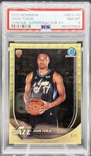 Marketplace image: 2025-26 Bowman - Chrome John Tonje #BCV-49 Superfractor 1/1 Rookie PSA 8