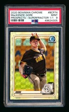 Current marketplace image for 2020 Bowman #1 cromo Mackenzie Gore RC Superfractor 1/1