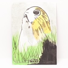 Marketplace image: 2025 Topps Chrome Star Wars Galaxy Porg Sketch  1/1 Rich Hennemann🔥