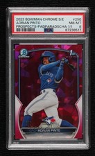 Marketplace image: 2023 Bowman Chrome Sapphire Prospects Padparadscha 1/1 Adrian Pinto PSA 8 w5p