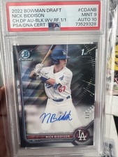 Marketplace image: 2022 Bowman Chrome Black Shimmer Nick Biddison 1st AUTO 1/1 PSA 9, 10 Auto!!