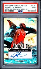 Marketplace image: 2025 LEAF SIGNATURE SERIES AQUATIC AUTO JERRY STACKHOUSE SUPERFRACTOR 1/1 PSA 9