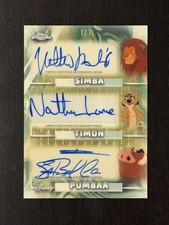Marketplace image: 2026 TOPPS CHROME DISNEY SIMBA TIMON PUMBAA TRIPLE SUPERFRACTOR 1/1 AUTO LION 👑