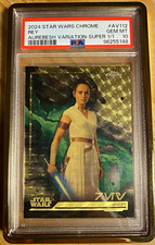 Marketplace image: 2024 Topps Chrome Star Wars Rey Aurebesh Superfractor 1/1 AV-112 PSA 10