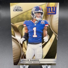 Marketplace image: 2025 Topps Chrome Black Malik Nabers Superfractor 1/1 NY Giants Jersey # Match