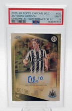 Marketplace image: ANTHONY GORDON 2025-26 TOPPS CHROME UCC SUPERFRACTOR AUTO 1/1 #GO PSA 9 Q8168
