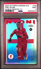 Marketplace image: 2024 TREY NYONI 1/1 TOPPS CHROME UCC CLUB & COUNTRY ROOKIE RC #190 PSA 9