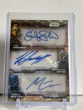 Marketplace image: 2026 Topps Chrome Star Wars Armorer Bo-Katan Koska Triple Auto Superfractor 1/1