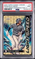 Marketplace image: 2025 Topps Chrome Cosmic Lightspeed Francisco Lindor SUPERFRACTOR 1/1 PSA 9 Mets