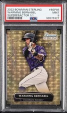 Marketplace image: 2022 BOWMAN STERLING SUPERFRACTOR 1/1 #BSP85 WARMING BERNABEL 1/1 PSA 9