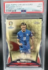 Marketplace image: Topps 2024 Chrome UEFA Euro Benjamin Sesko #11 Superfractor 1/1 PSA 9