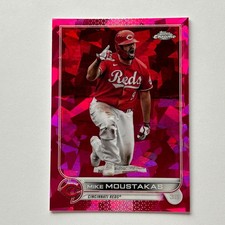 Marketplace image: Mike Moustakas 2022 Topps Chrome Sapphire Edition Padparadscha Card 1/1 #60