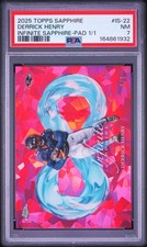 Marketplace image: 2025 TOPPS CHROME SAPPHIRE EDITION INFINITE SAPPHIRE DERRICK HENRY 1/1 PSA 7