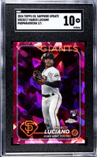 Marketplace image: Marco Luciano 2024 Topps Chrome Up Sapphire Padparadscha Rookie Card 1/1 SGC 10