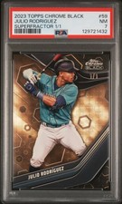 Current marketplace image for 2023 Topps Chrome Black #59 Julio Rodriguez Superfractor 1/1