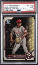 Marketplace image: 2022 BOWMAN DRAFT CHROME-SUPERFRACTOR 1/1 #BDC117 ALEX MCFARLANE 1/1 PSA 9