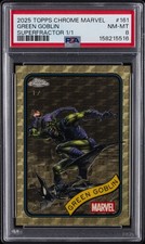Marketplace image: 2025 TOPPS CHROME MARVEL SUPERFRACTOR 1/1 #161 GREEN GOBLIN 1/1 PSA 8