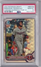 Marketplace image: Emmanuel Rodriguez 2022 Bowman Draft Chrome Superfractor BDC93 1/1 PSA 10