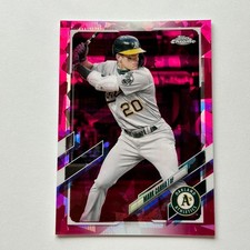 Marketplace image: Mark Canha 2021 Topps Chrome Sapphire Edition Padparadscha Card 1/1 #262