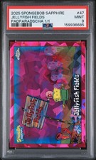 Marketplace image: 2025 Topps Chrome Sapphire SpongeBob Jellyfish Fields 1/1 PADPARADSCHA PSA RARE!